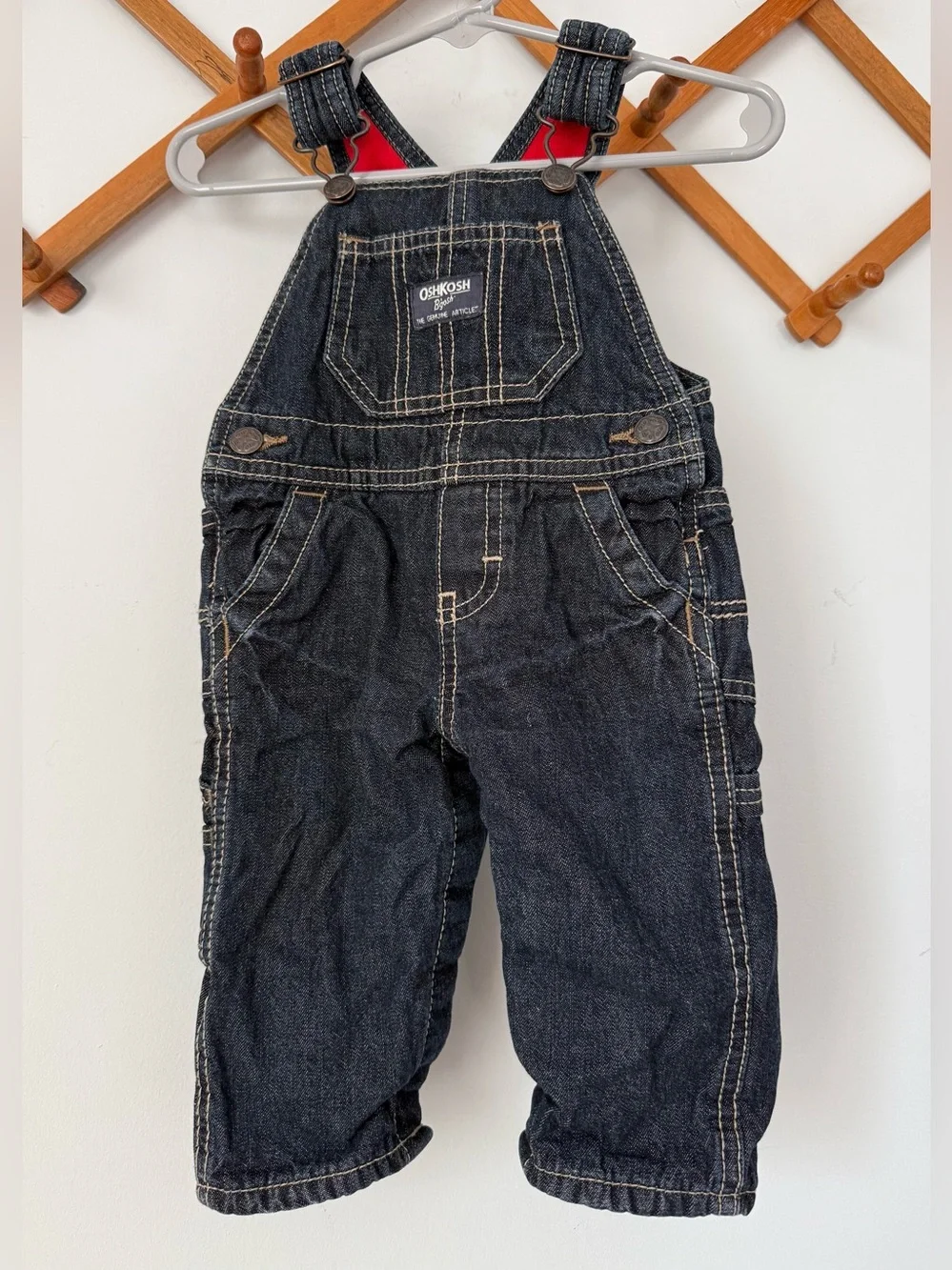 OshKosh BGosh Fleece Lined denim Overalls 6 months